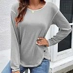 Europa und Amerika Neues Damen-T-Shirt mit festem Knopf und unregelmäßigem Rand — foto 10