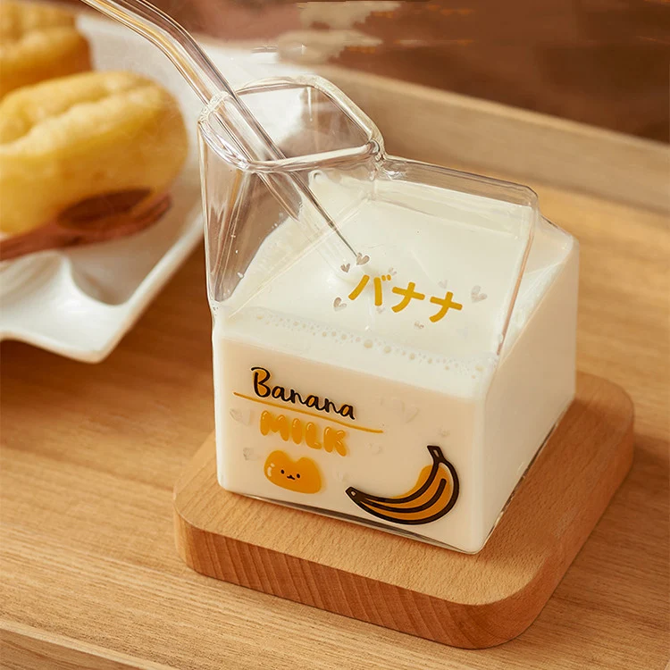 Title 4, Glass Square Milk Carton Mug Microwaveable. Enj...