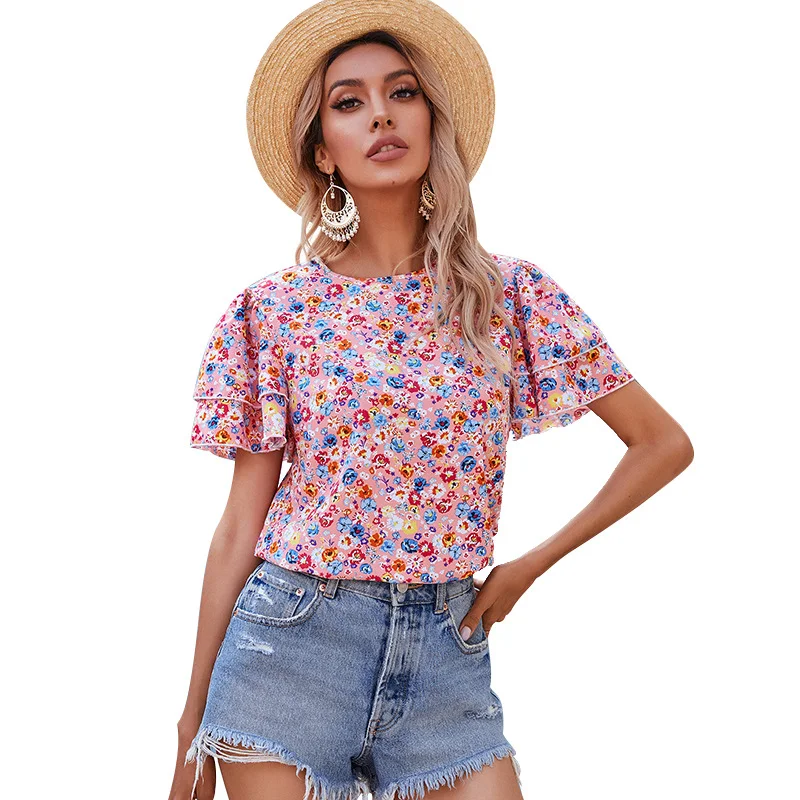 T-shirt alla moda con scollo tondo da donna stampato europeo e americano — foto 6