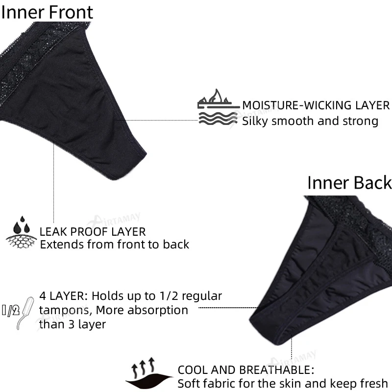 Title 5, Large Size Four-layer Absorption Menstrual Unde...