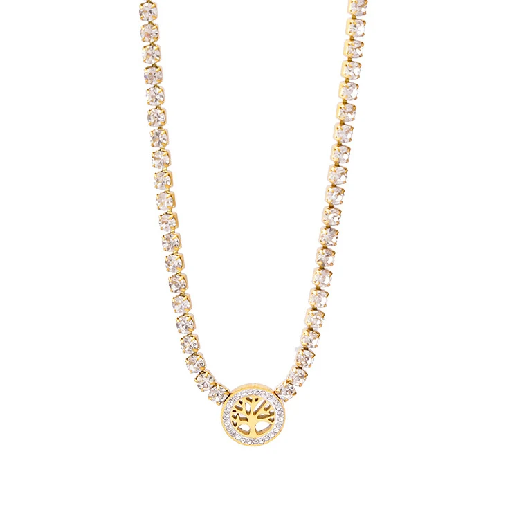 Colar Árvore da Sorte Britânico de Aço Titânio com Diamantes. Charmoso, elegante e com um toque de sorte para complementar seu visual e trazer prosperidade. — foto 4