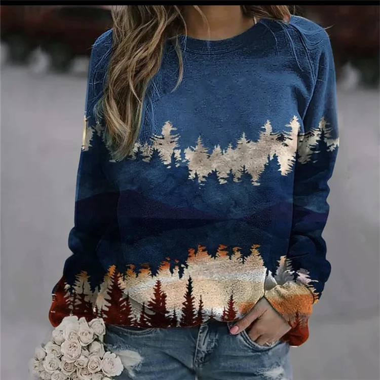 Title 3, Jersey pullover con estampado otoñal para mujer...