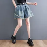 Shorts de mujer estilo coreano nuevos, mezclilla con costuras y lavado. Comodidad y moda, ideales para un look casual y fresco este verano. — foto 4