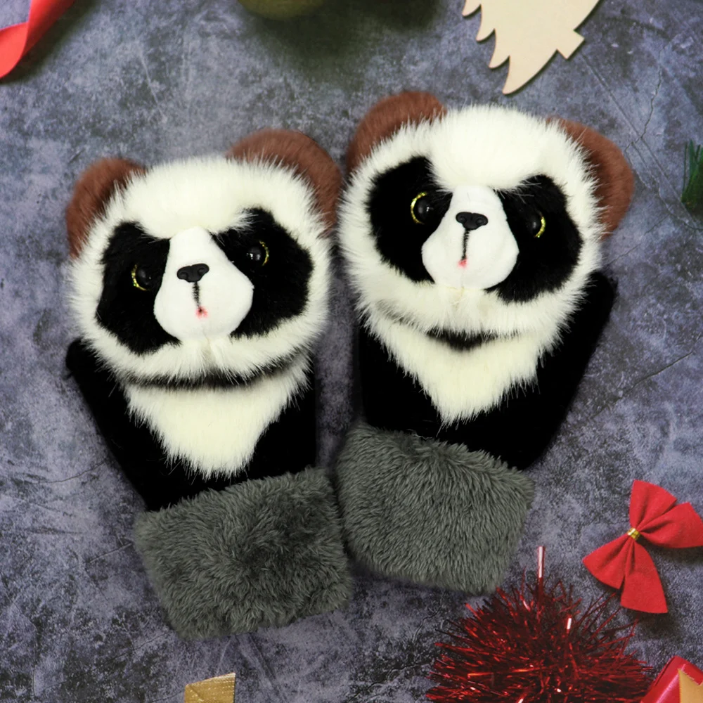 Title 3, Winter Womens Plush Cartoon Animal Gloves, sof...
