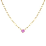 Colar feminino de corrente com pingente de coração colorido em prata esterlina S925. Um acessório charmoso para realçar sua beleza e estilo. — foto 12