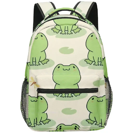 Title 2, Mochila com estampa de desenho animado de sapo....