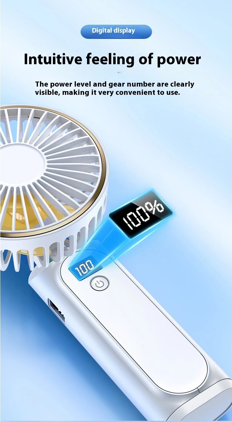 Title 5, Handheld Desktop Fan with Neck Support, Six Spe...
