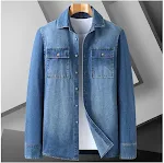 Camisa Jeans Manga Longa Casaco Casual Conforto e Estilo para o Seu Dia a Dia. Perfeita para um Visual Despojado e Moderno. Ideal para Todas as Ocasiões. — foto 10