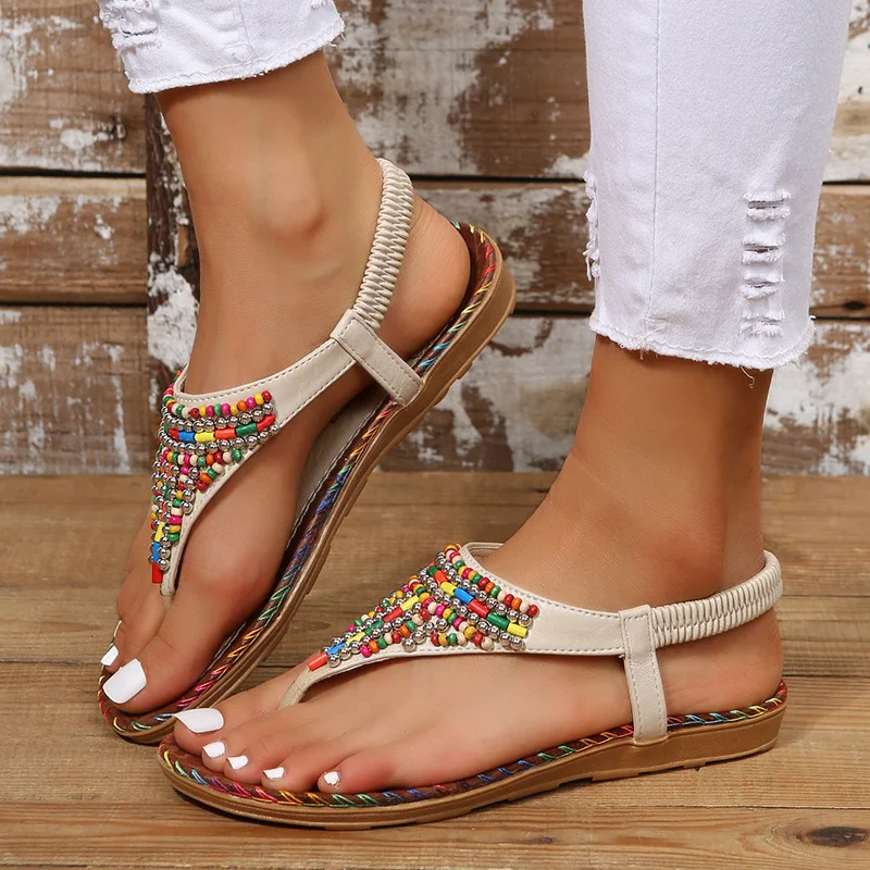 Title 5, Strand teenslipper platte sandalen met kralen, ...
