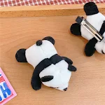 Broche Panda Ins Boneca Deitada Acessórios para Bolsas Femininos Anel de Cabelo Charmoso e Ideal para Decorar Bolsas e Cabelos — foto 5