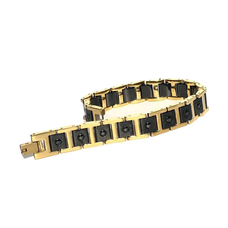 Pulseira magnética de aço titânio masculina, elegante, moderna, com ímãs hexagonais e quatro elementos de energia. — foto 5