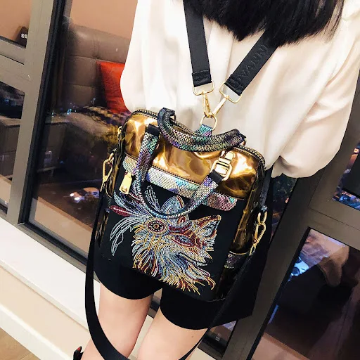 Title 4, Hot Rhinestone Handbag Three-purpose Shoulder M...