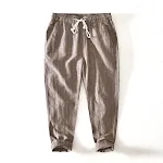 Calças masculinas de algodão e linho listradas de verão, soltas e confortáveis, perfeitas para o clima quente, estilo leve e fresco para o seu dia a dia. — foto 15