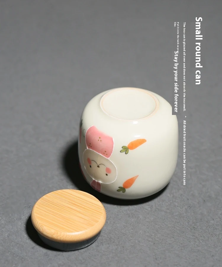 Title 4, Hand-painted Cute Rabbit Tea Jar for Household ...