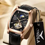 Relógio automático mecânico masculino Leisure Sun Moon Star Morning, perfeito para uso diário e eventos especiais. — foto 4