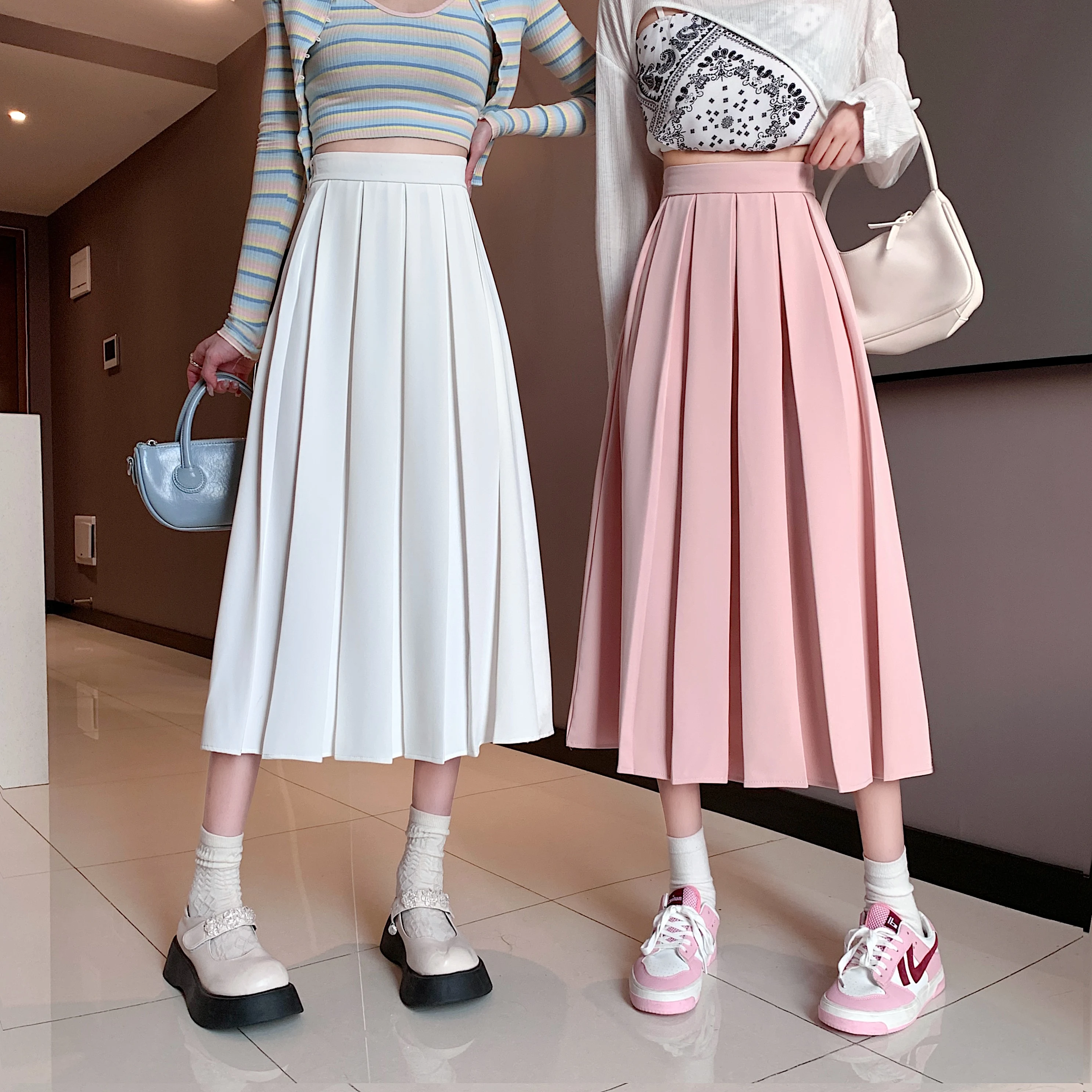 Title 1, Mid Length High Waist A-Line Umbrella Skirt. Fl...