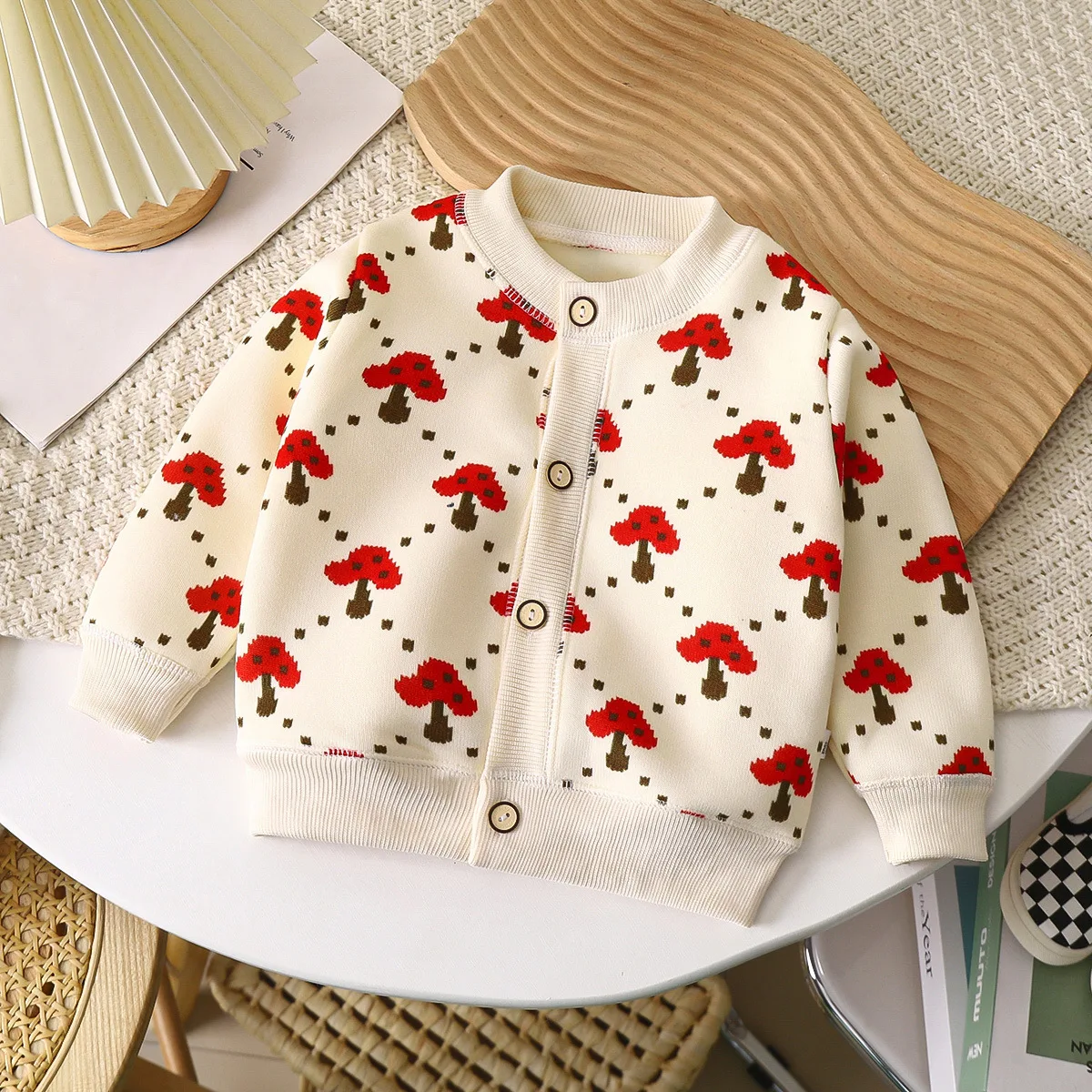 Children's Knitted Coat Boys And Girls Warm Cardigan Thickened Outer Wear Sweater Keeps kids cozy and warm during cold w — photo 5