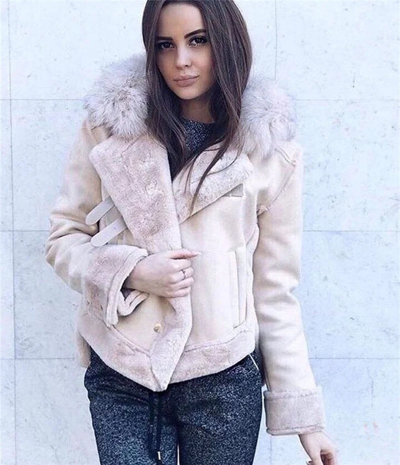 Title 3, Deerskin fur collar faux fur coat, a warm and s...