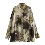 Winter New Polo Collar Inkjet Printing Loose Large Version Long Sleeve All-matching Shirt — photo 8