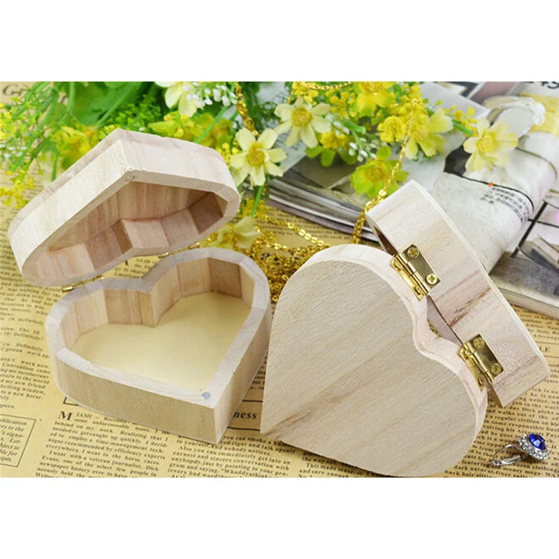 Heart-shaped wooden storage box for creative crafts perfect for storing jewelry, keepsakes, and craft supplies. A beauti — photo 3