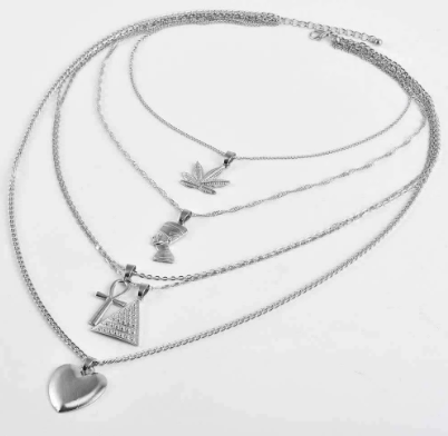 Colar pingente Pirâmide do Amor multicamadas. Expresse seu amor com este colar elegante e moderno, perfeito para qualquer ocasião. — foto 2