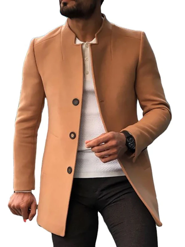 Title 5, Casaco de lã masculino slim, cor sólida, nova t...
