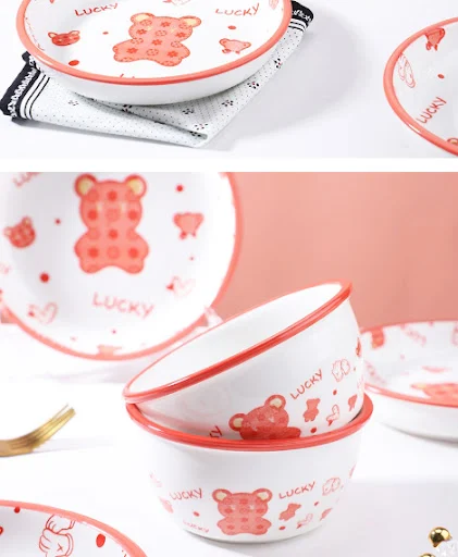 Title 10, Cartoon Lucky Bear Ceramic Tableware Set. Adora...