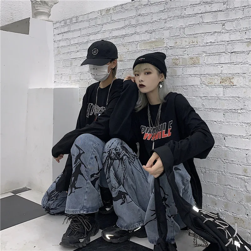 Jeans holgados de estilo hip hop retro, lavados, de pierna ancha, informales, para un look cómodo y a la moda, ideales para el día a día. — foto 3