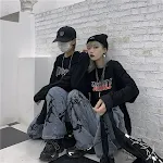 Jeans holgados de estilo hip hop retro, lavados, de pierna ancha, informales, para un look cómodo y a la moda, ideales para el día a día. — foto 3