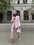 Summer Thin Female Salt Color French Plaid Pants — photo 4