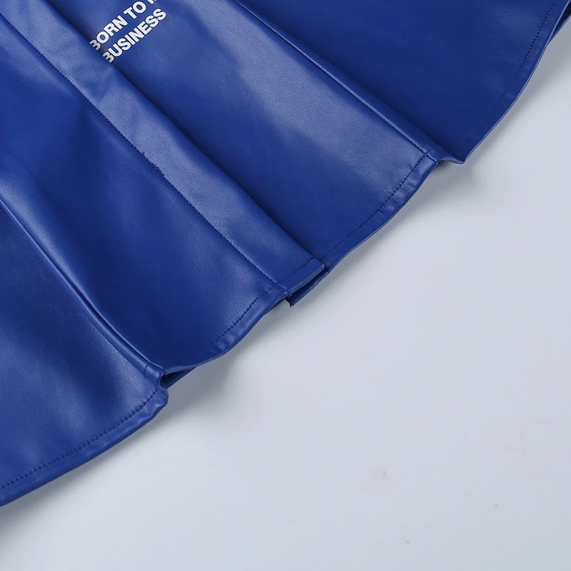 Title 8, Womens blue PU leather skirt in European and A...