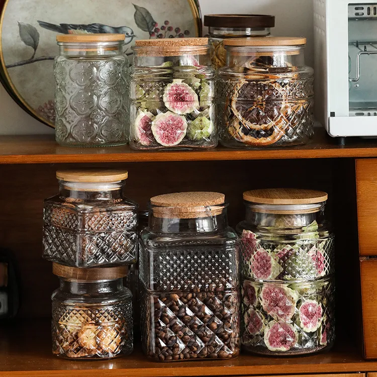 New French Glass Sealed Jar with Bamboo Lid Moisture-Proof Storage Jar. Keep your food fresh and dry with this stylish a — photo 1