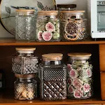 New French Glass Sealed Jar with Bamboo Lid Moisture-Proof Storage Jar. Keep your food fresh and dry with this stylish a — photo 1