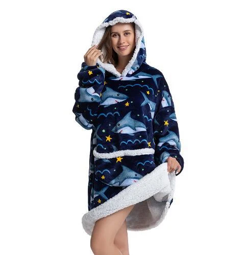 Hooded Pyjama Dekens TV Warme Outdoor Kleding Ultiem comfort voor binnen en buiten. Deze warme en veelzijdige kleding is ideaal om te ontspannen. — foto 1
