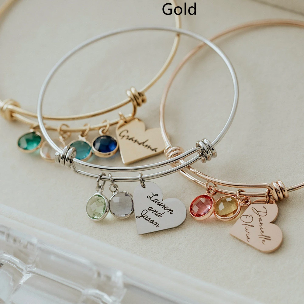 Pulseira Retrátil Birthstone Love Gravável Joia Personalizada com Pedra do Mês Presente Especial para Ela e Amantes de Joias — foto 4