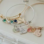 Pulseira Retrátil Birthstone Love Gravável Joia Personalizada com Pedra do Mês Presente Especial para Ela e Amantes de Joias — foto 4