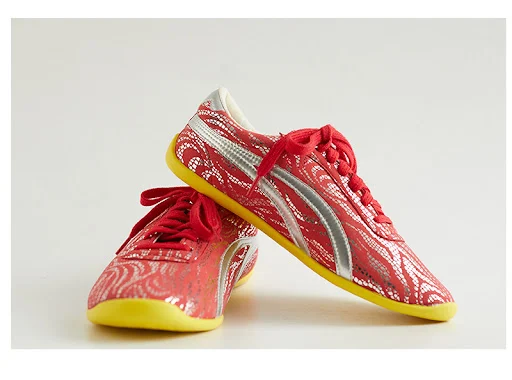 Title 5, Sapatos de Kung Fu infantis de couro com flor c...