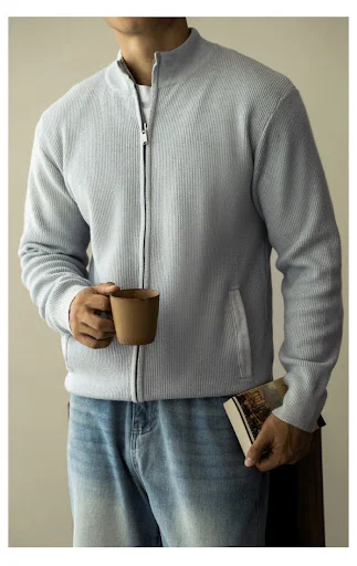 Title 2, Suéter casual masculino com zíper e gola alta r...