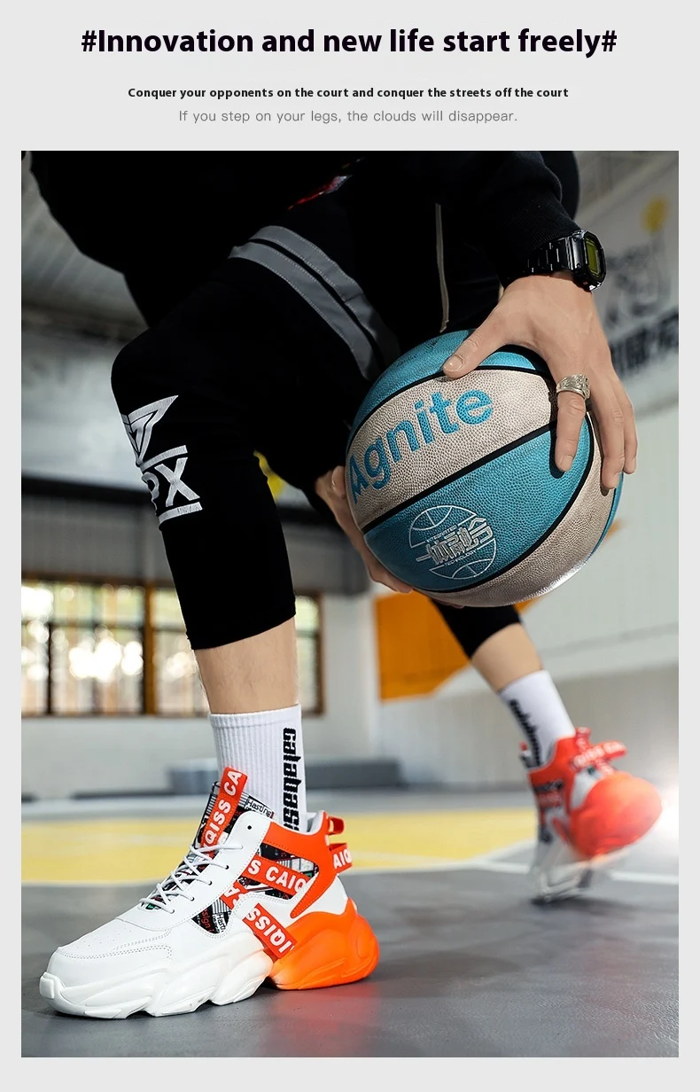 Zapatillas de baloncesto altas de cuero con forro de terciopelo y algodón cálido, calzado casual que aumenta la altura. — foto 16