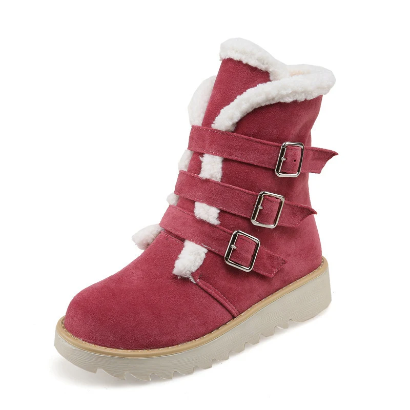 Botas de neve novas com fivela, cor sólida e tamanhos grandes. Conforto e aquecimento para o inverno. — foto 3