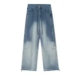 Heren jeans met rechte pijpen en tie-dye gradiënt, comfortabele denim broek voor een casual en trendy look, ideaal voor dagelijks gebruik. — foto 2
