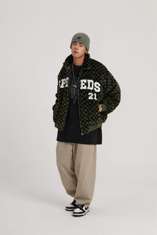 Title 2, Mens Fashion Checkerboard Lamb Plush Coat. War...