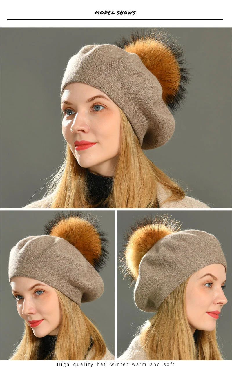 Title 7, Herfst Winter Baretten Hoed Vrouwen Casual Gebr...