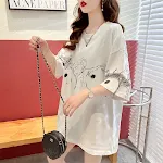 Feminino criativo retro solto impresso camisa de manga curta — foto 1