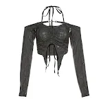 New Women's Solid Color Slim Fit Open Umbilical Fashion T-shirt. Stylish and comfortable, perfect for creating a modern — photo 3