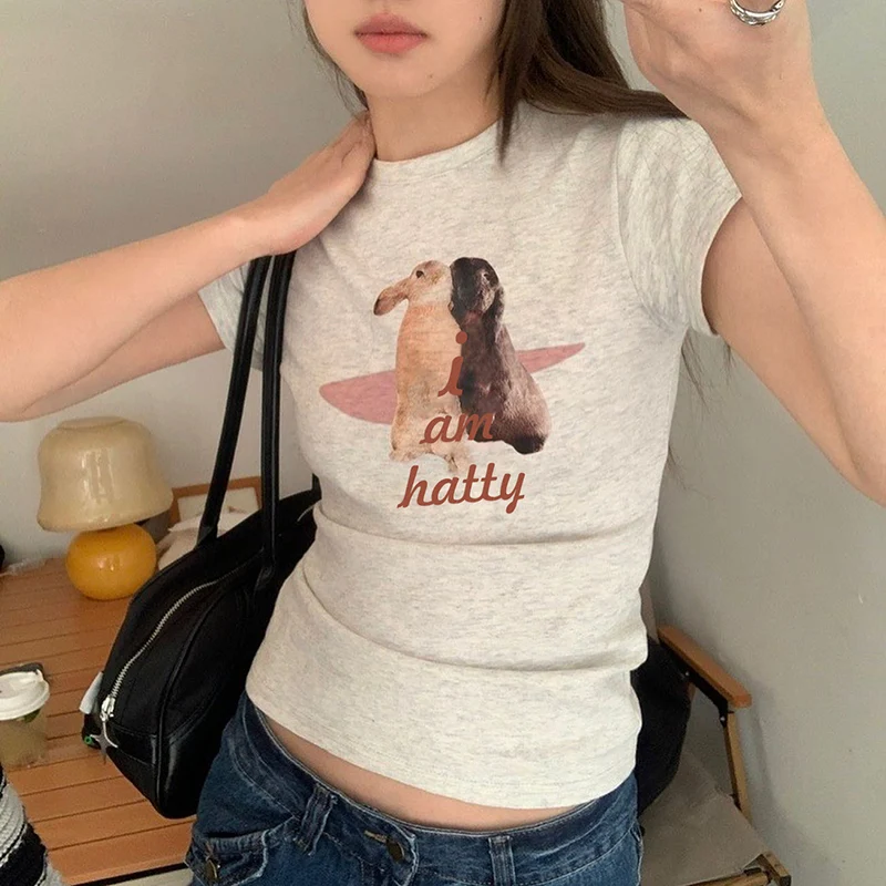 Title 4, New Simple Cute Rabbit Printed Short-sleeved T-...