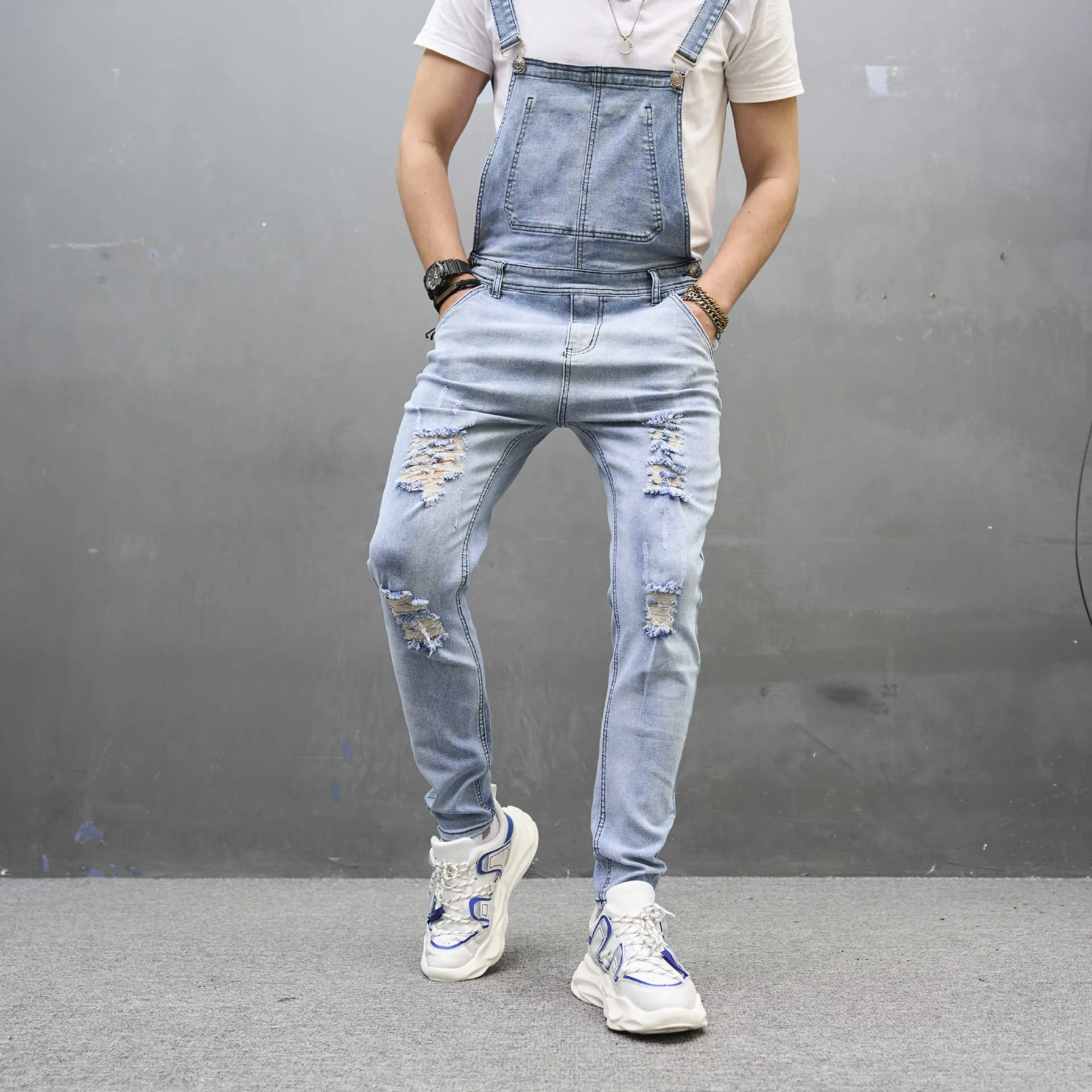 Men's Slim Ripped Strap Skinny Trousers for a modern look. Stylish, comfortable skinny trousers with ripped details and — photo 15