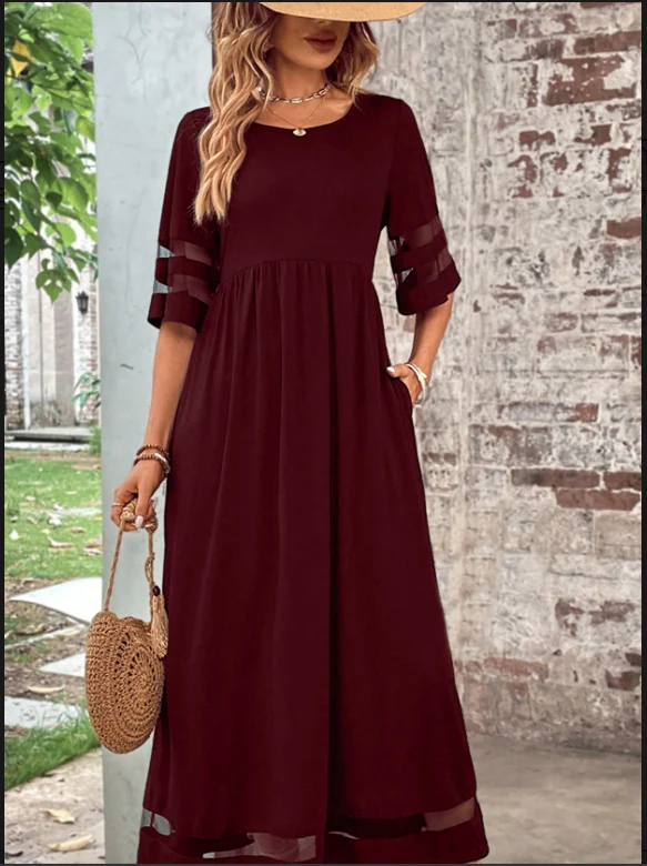 Title 3, New Hot Sale Five-quarter Sleeve Mesh Patchwork...