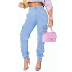 Salopette in denim alla moda, comoda e casual, con taglio affusolato. Perfetta per un look quotidiano versatile e alla moda. — foto 3