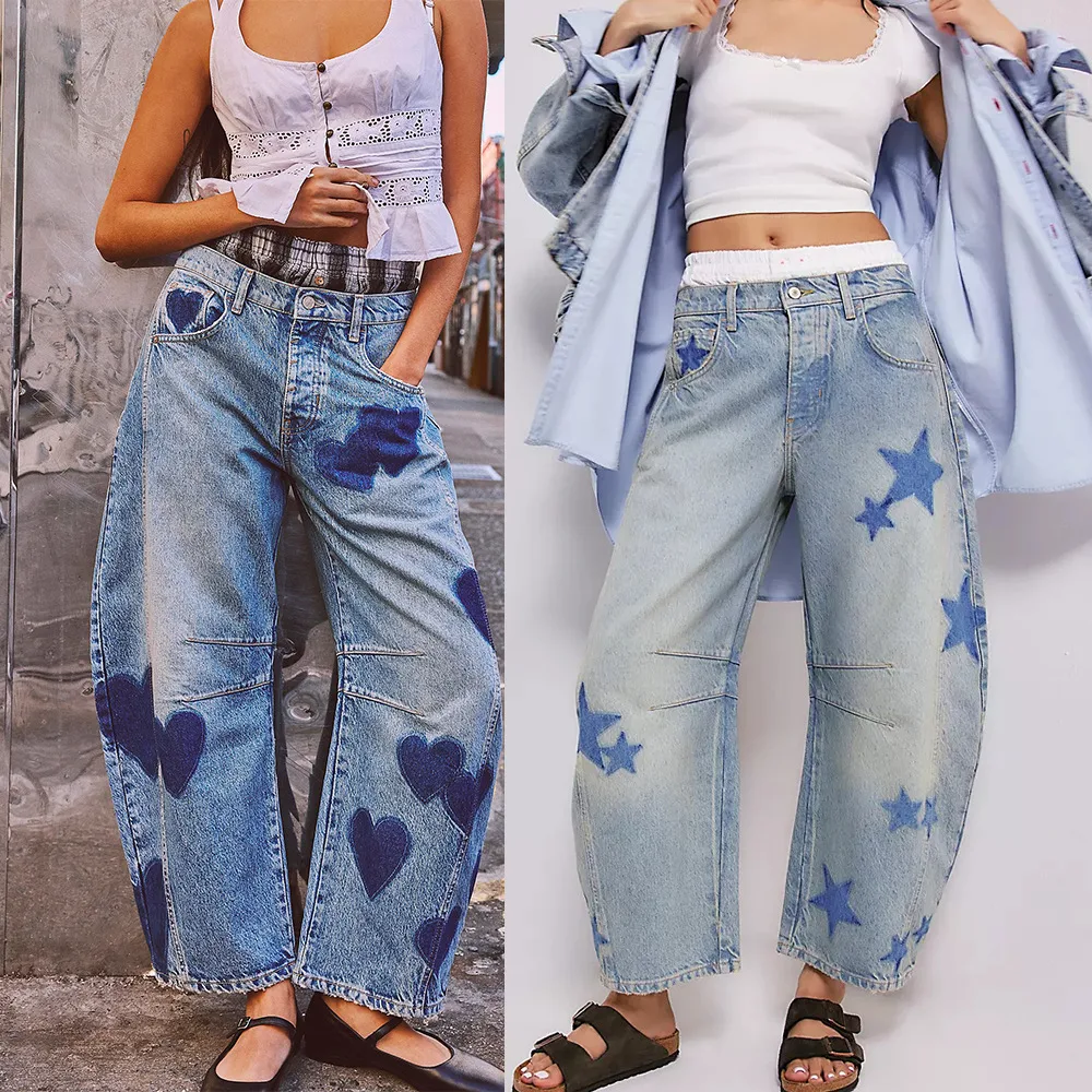 Women's Casual Loose Mid Waist Cylindrical Jeans. Comfortable and stylish for everyday wear, offering a relaxed and mode — photo 7